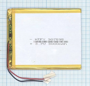 Аккумуляторная батарея Li-Pol (3x75x95мм), 2pin, 3.7В, 3000мАч