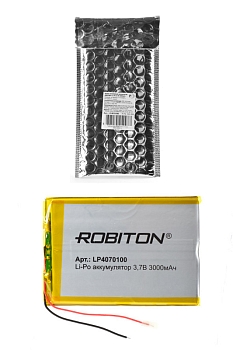 Аккумуляторная батарея Li-Pol 4x70x100мм, 3.7В, 3000мАч, 2pin