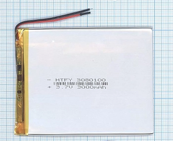 Аккумуляторная батарея Li-Pol (3x80x100мм), 2pin, 3.7В, 3000мАч