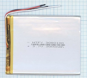 Аккумуляторная батарея Li-Pol (3x80x100мм), 3pin, 3.7В, 3000мАч